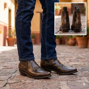 Diego's Botines Men's Charro Ankle Boots Western Chelsea Rustic Brown Leather 11